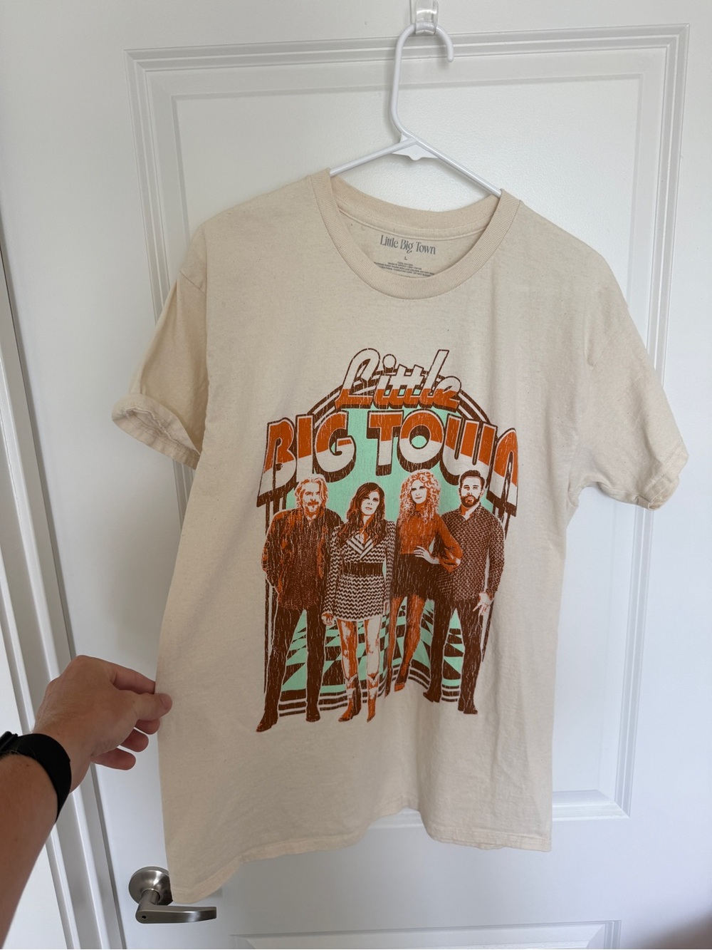 Graphic Tee - Cream with Orange & Green Print
